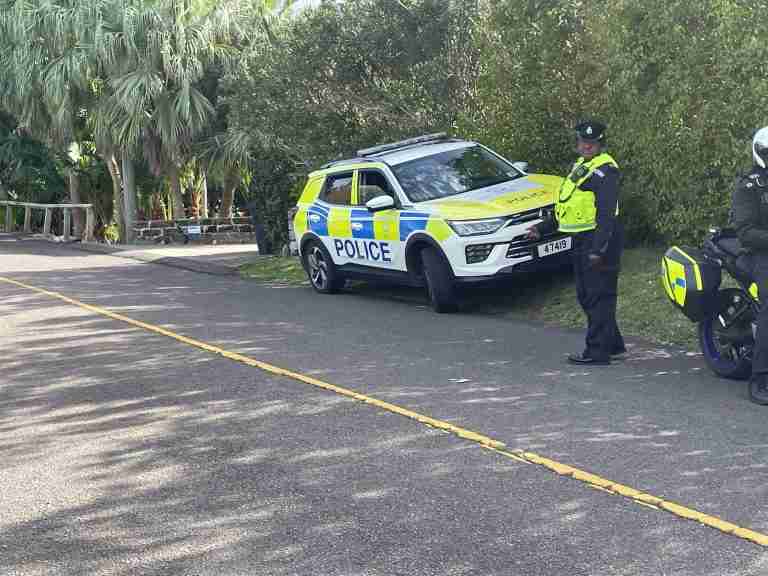Police motorcycle involved in single vehicle collision