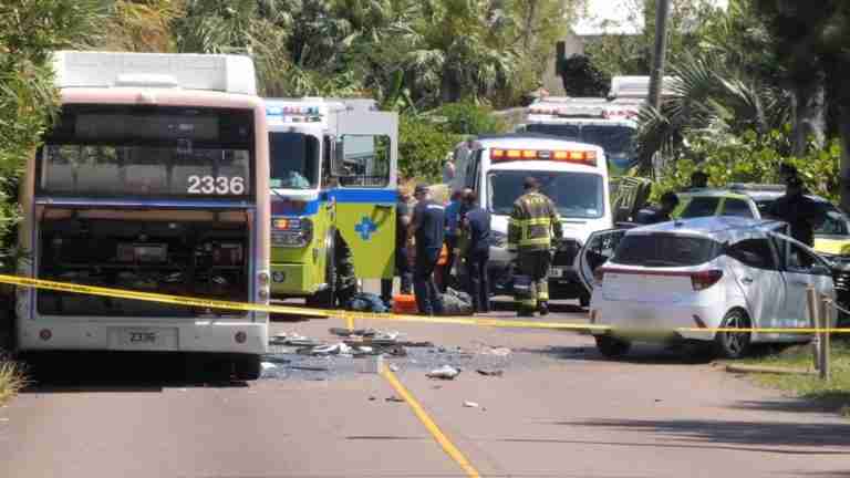 Police confirm a man died in car & bus collision