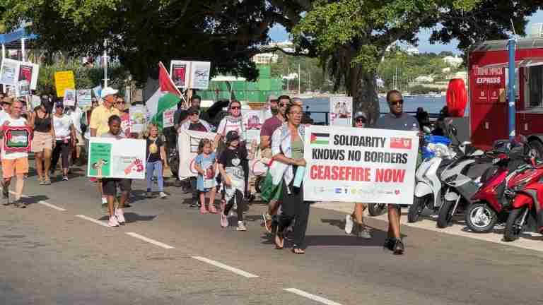 Front Street protesters demand: “Free Palestine”