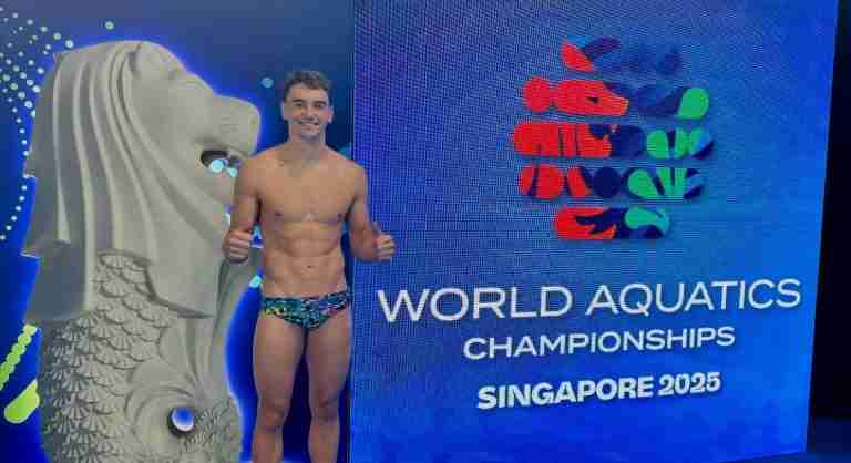 Harvey competes in 100m backstroke at World Aquatics Championships