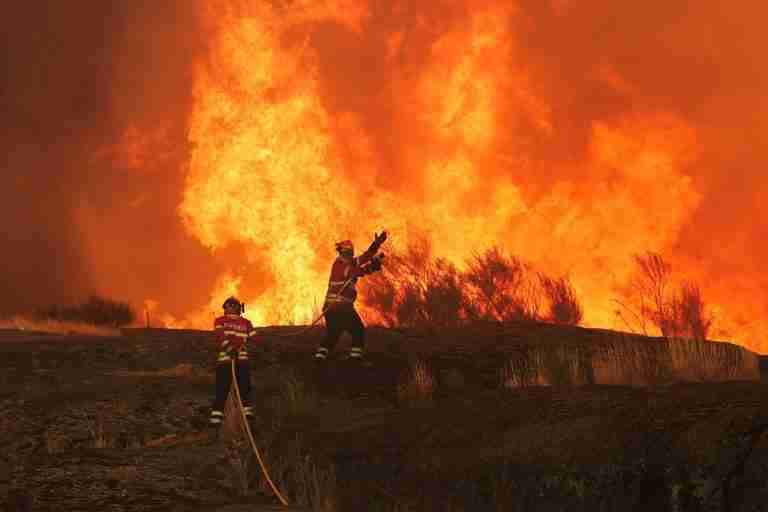Wildfires fanned by heatwave and strong winds rage across Europe