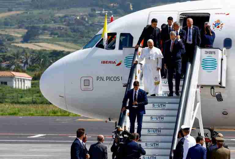 Pope’s return home from Spain delayed as plane suffers technical issue