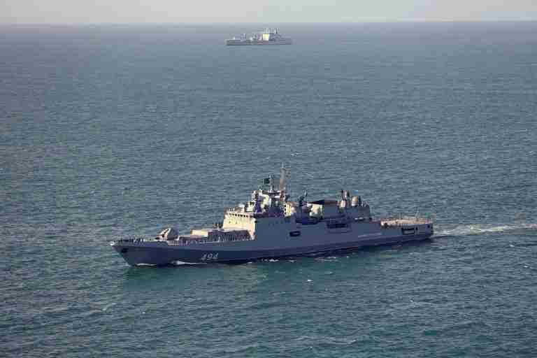 Russian frigate fires warning shots near UK waters to avert yacht collision