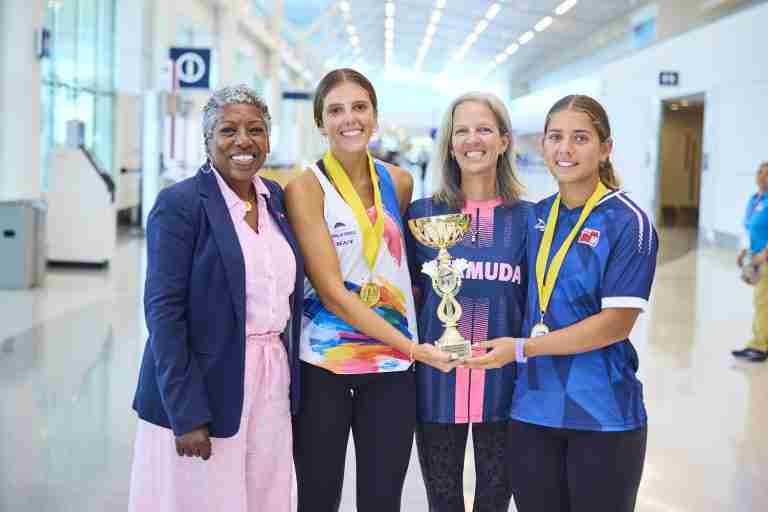 Young gold medallists welcomed home