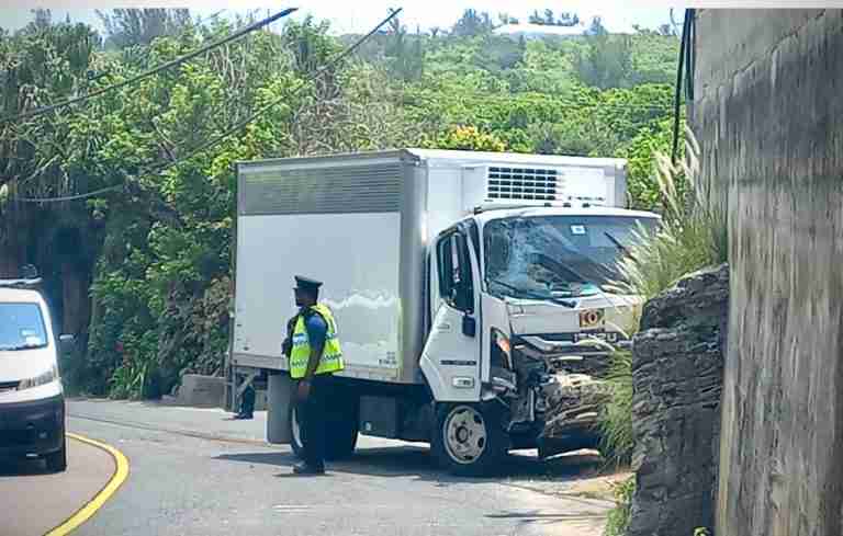 Two occupants of truck taken to hospital after crash