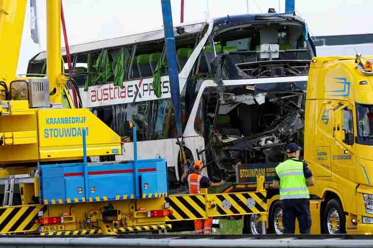 Coach carrying German high-school students crashes in Netherlands